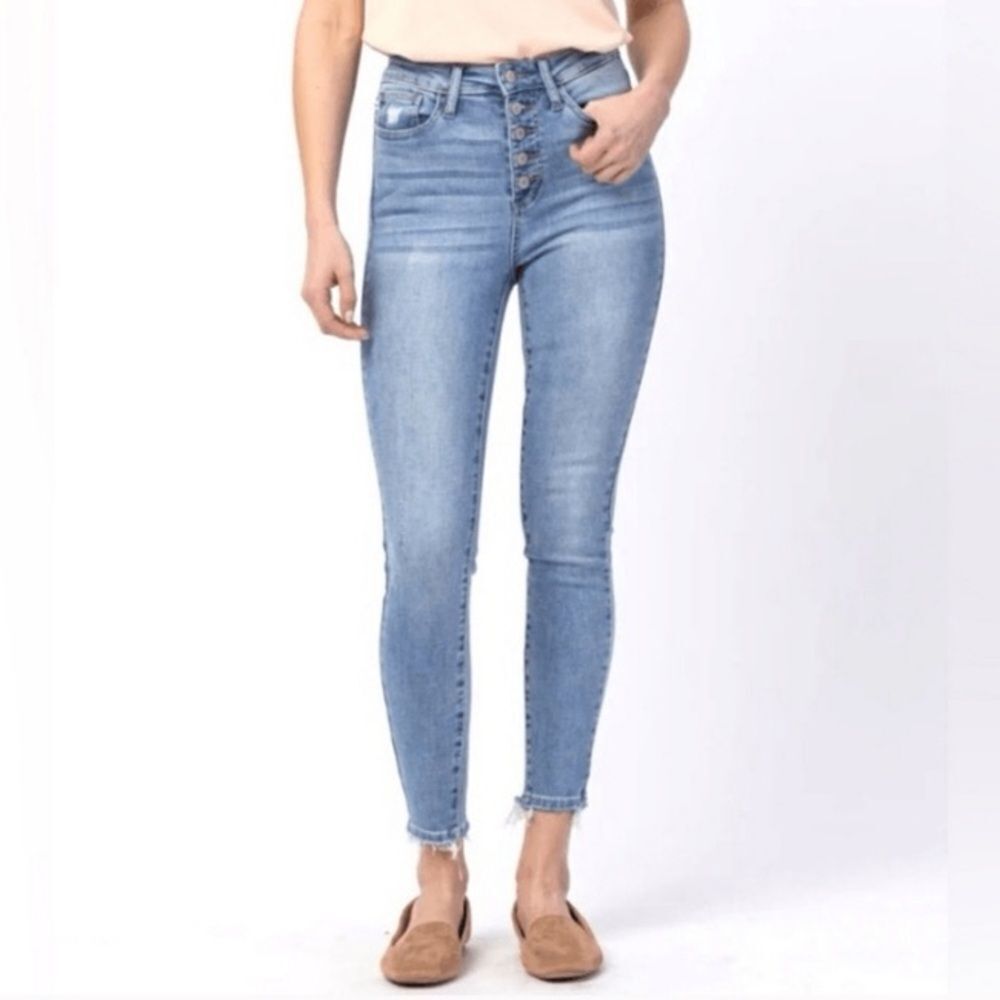 NWT Judy Blue Keeley High Rise Skinny Cropped Jeans 15/32 Button Fly JB88279